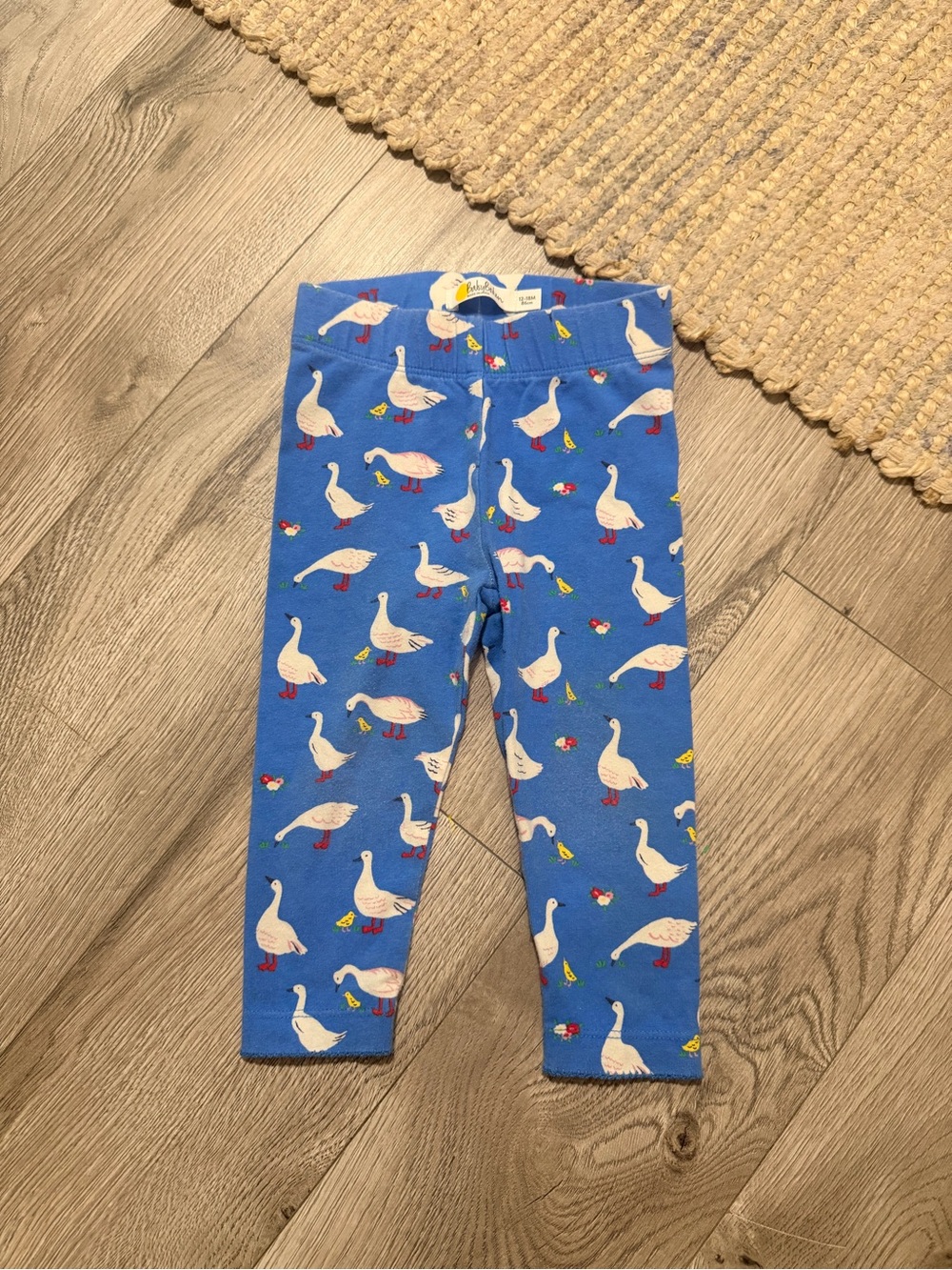 Baby Boden Blue Goose-Print Leggings